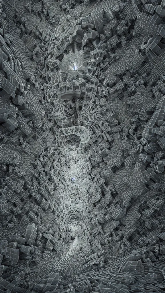 Prompt: 3d fractal background by Escher, psychedelic, mandelbulb 3d, digital art, high details, depth of field, hard lighting, trending on artstation, deviantart, octane render, HD, 8k, eric zener, elson peter, zdzisław beksiński