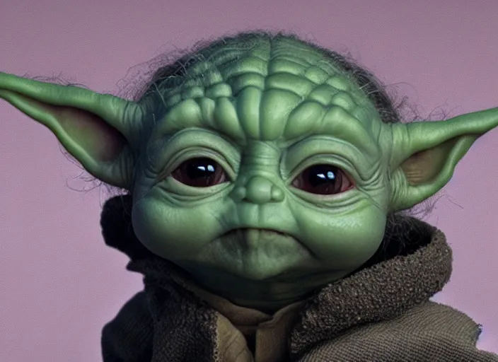 Prompt: Baby yoda with human skin. Highly detailed. 8k. Fantasy horror.