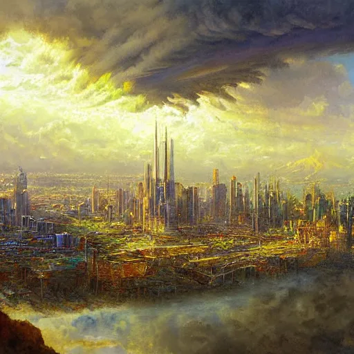 Prompt: a city in the clouds by james gurney