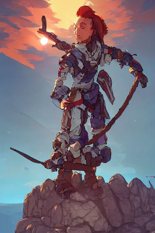 Image similar to combination suit armor aloy horizon forbidden west horizon zero dawn robot ninja mask helmet backpack tribal, art gta 5 comics, official fanart behance hd artstation by jesper ejsing, by rhads, makoto shinkai and lois van baarle, ilya kuvshinov, ossdraws radiating a glowing aura cgi rtx 2 0 2 2