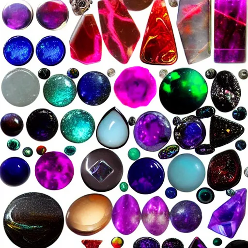 Prompt: magick gemstone in radiant flare and light, cosmic flare, various gemstone colors!