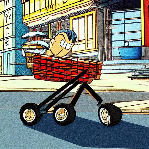 Image similar to man pushing a cart uphill in ulan bataar, sprite, vaporwave nostalgia, directed by beat takeshi, visual novel cg, 8 0 s anime vibe, kimagure orange road, maison ikkoku, initial d, sketch by osamu tezuka, directed by hideki anno