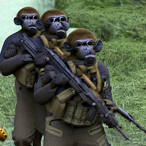 Prompt: monkey navy seals, 4 k, photorealistic, detailed