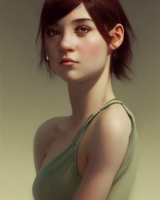 Prompt: a highly realistic, true to life portrait of a young woman, sharp focus, by ilya kuvshinov, by wlop, by tom bagshaw, trending on artstation, cinematic lighting, hyper realism, octane render, 8 k, hyper detailed.