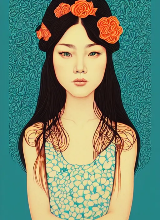 Image similar to a portrait of a pretty young lady by audrey kawasaki