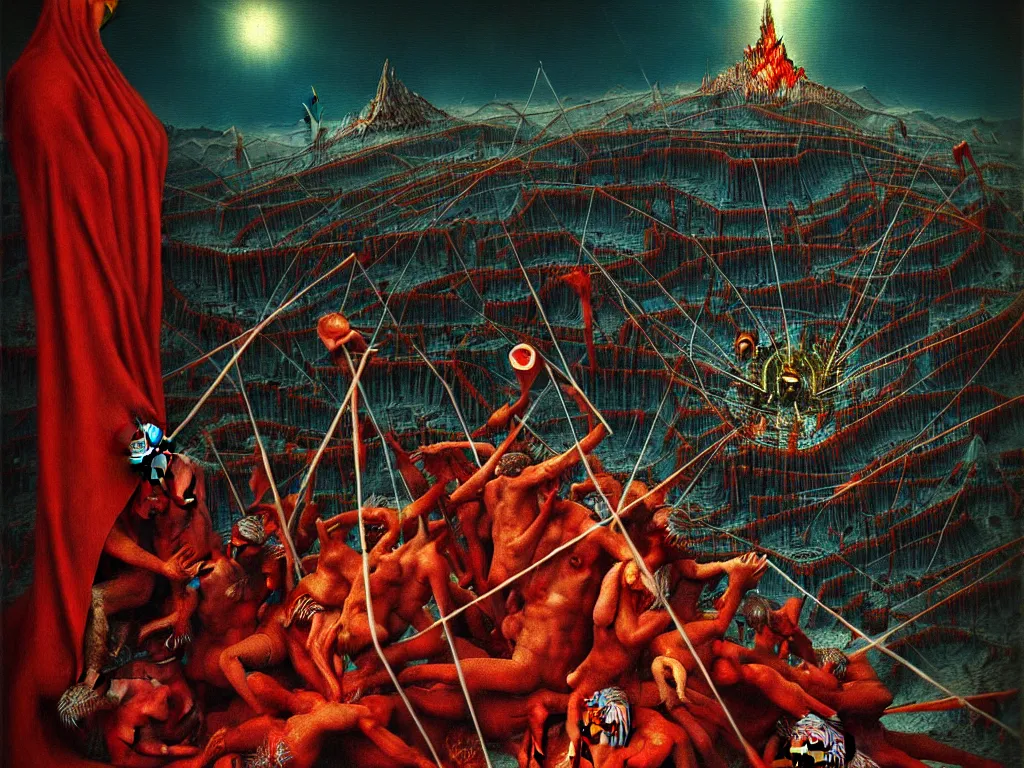 Image similar to highly detailed photo of dante's inferno, trending on deviantart, neo surrealism, sharp focus, octane, masterpiece, art by max ernst