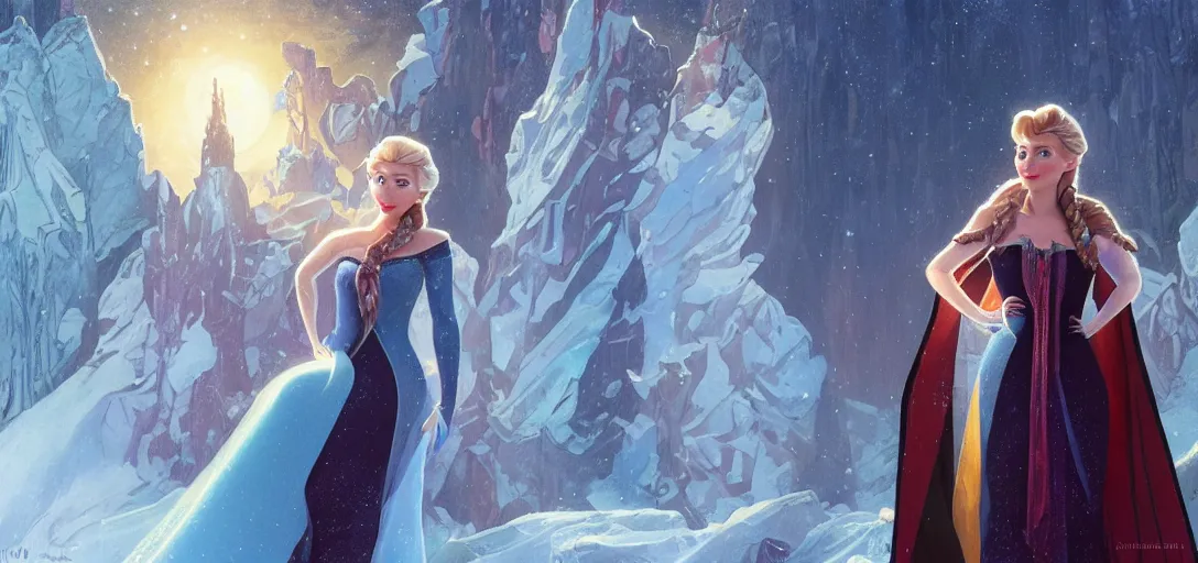 Image similar to elon musk as elsa in frozen by Stanley Artgerm Lau, greg rutkowski, thomas kindkade, alphonse mucha, loish, norman Rockwel