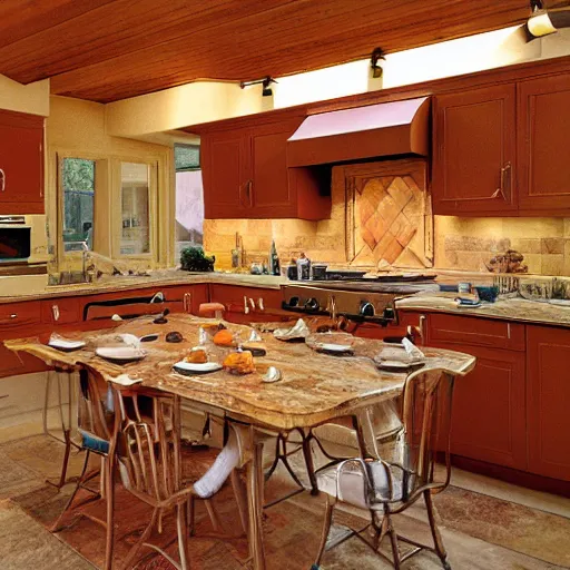 Prompt: interior photograph of the kitchen of fred flintstone, interior design, realistic