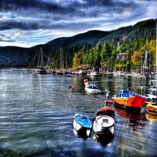 Prompt: deep cove north vancouver by hieronymus bosch