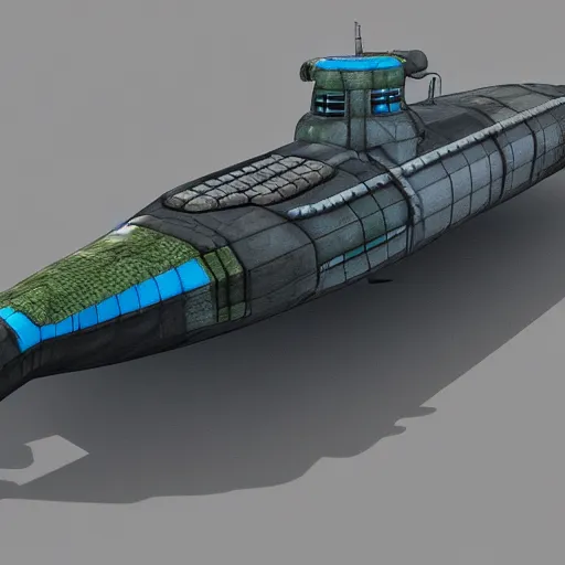 Prompt: 3d render of a subnautica submarine