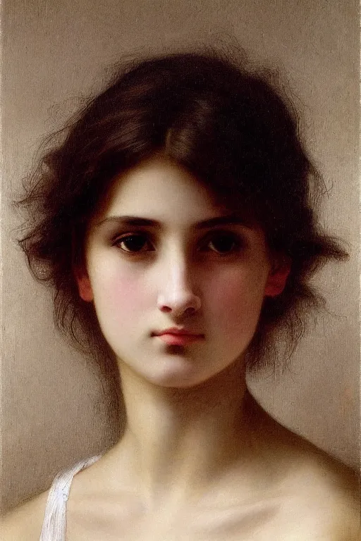 Image similar to teenage emo woman, painting by william adolphe bouguereau