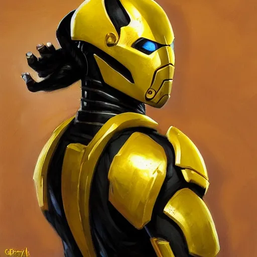Image similar to greg manchess portrait painting of cyrax from mortal kombat as overwatch character, medium shot, asymmetrical, profile picture, organic painting, sunny day, matte painting, bold shapes, hard edges, street art, trending on artstation, by huang guangjian and gil elvgren and donato giancola