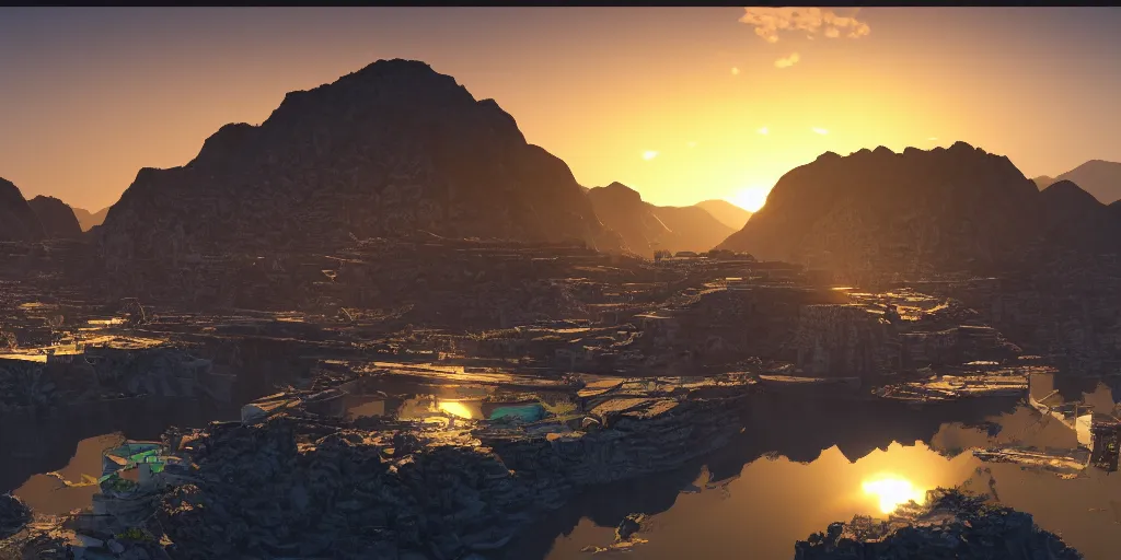 Prompt: ancient marble city, sunset glowing off a mountain in background, view from the sea with calm waves, ray tracing, caustics refractive, planet in the sky, award winning, trending on artstation, digital art. highly detailed 8 k. intricate. lifelike. soft light. nikon d 8 5 0.
