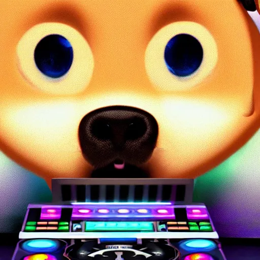 Image similar to puppy as a DJ, 8k, by Pixar