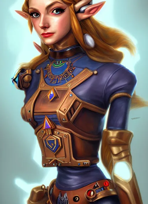 Prompt: portrait of zelda, robot steampunk, illustration, art by artgerm, 8 k