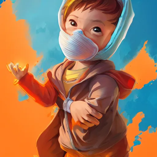 Image similar to baby Angel cherub ski mask orange hoodie, golden necklace fantasy art apex fortnite Video game icon, 2d game art gta5 cover , official fanart behance hd artstation by Jesper Ejsing, by RHADS, Makoto Shinkai and Lois van baarle, ilya kuvshinov, rossdraws