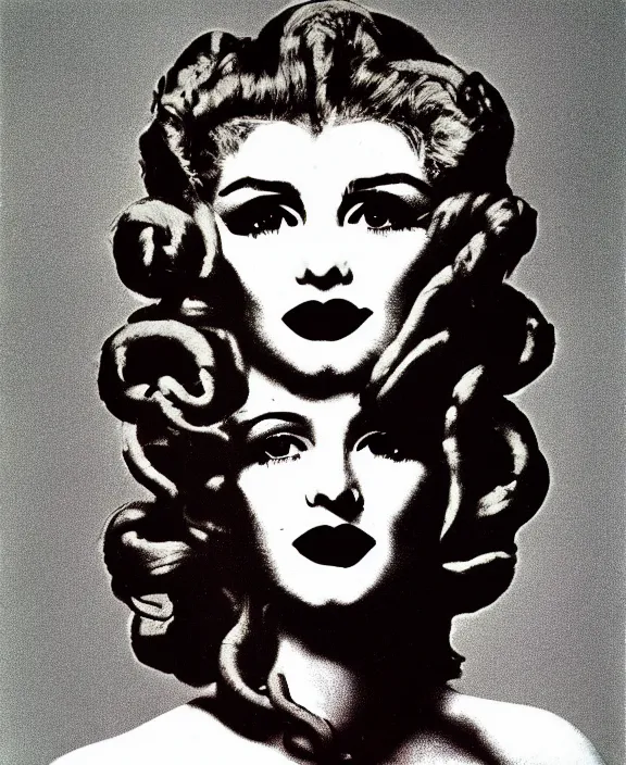 Image similar to medusa by andy warhol