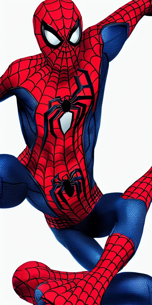 Prompt: Spider-Man's new costume design, intricate webbing