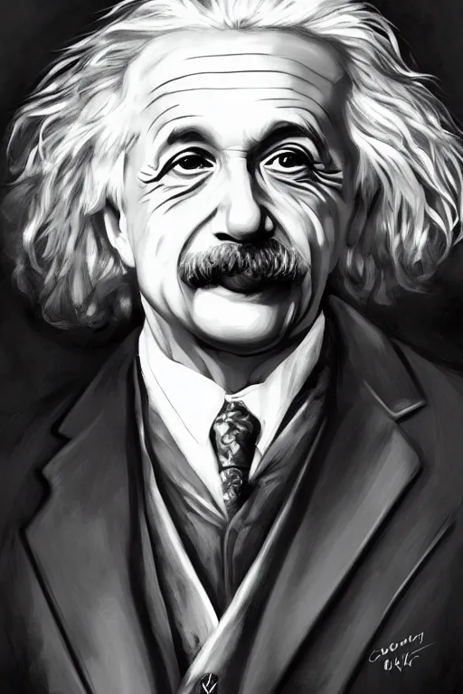 Image similar to portrait of albert einstein in the style of charlie bowater