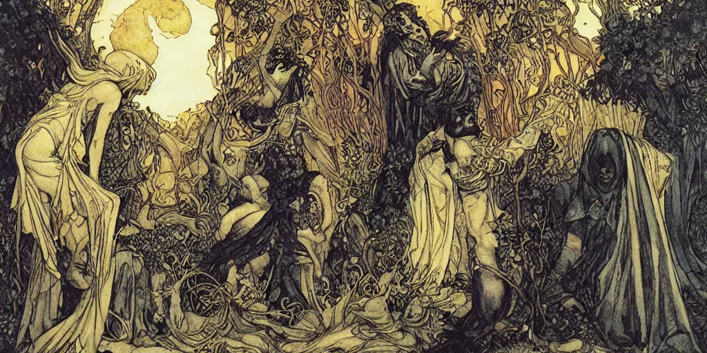 Image similar to dark night of the human soul experienced before enlightenment by rebecca guay