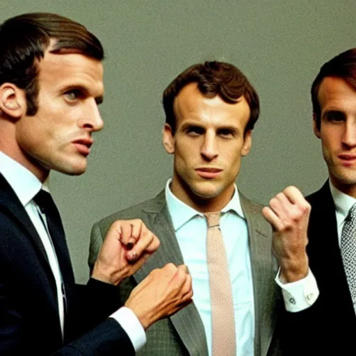 Image similar to the three sons of Emmanuel Macron in American Psycho (1999)