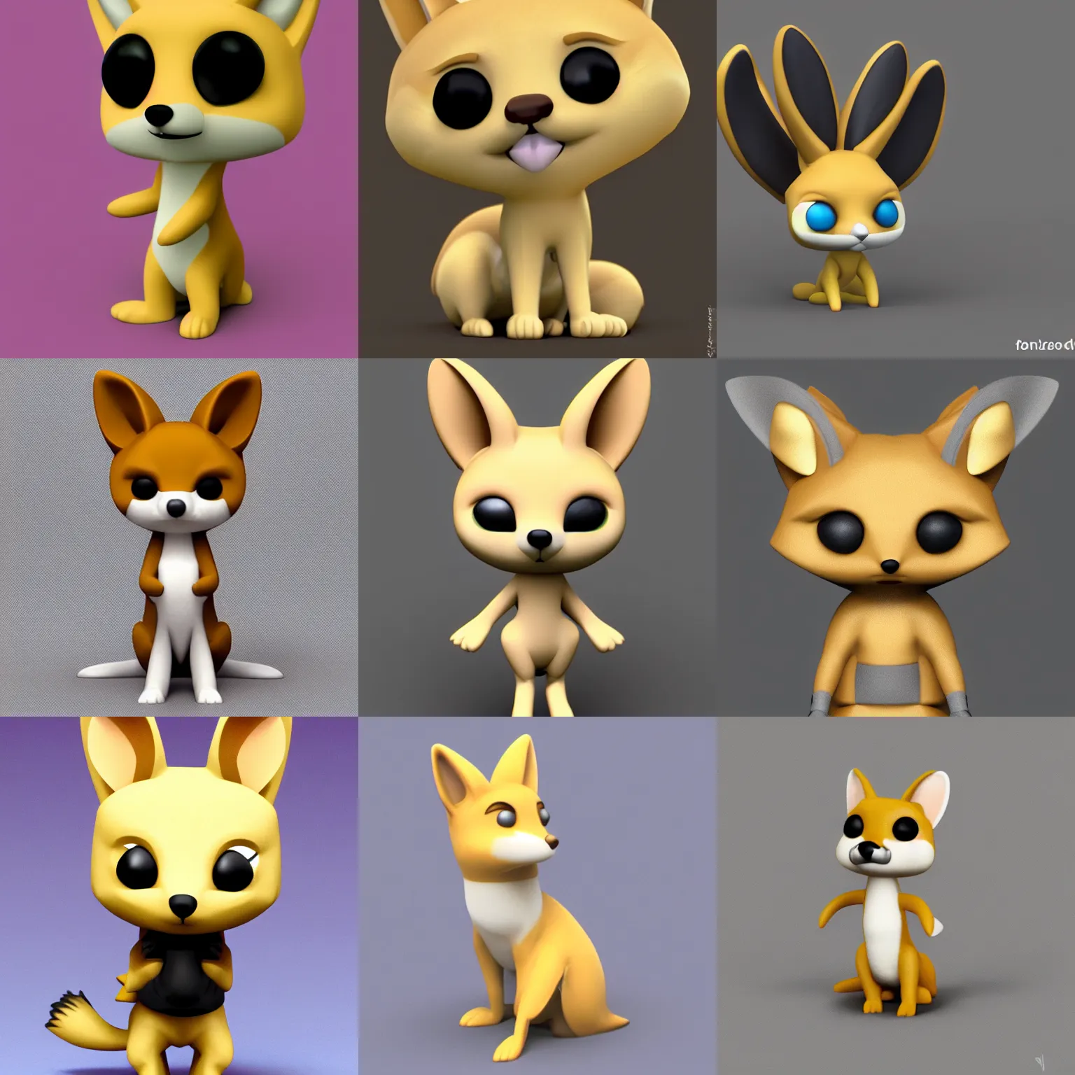 Prompt: fenneko, funko pop, render, plain background