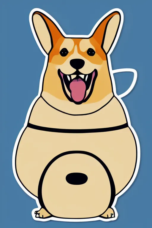 Image similar to Portrait of a corgi as a sumo wrestler, sticker, colorful, illustration, highly detailed, simple, smooth and clean vector curves, no jagged lines, vector art, smooth