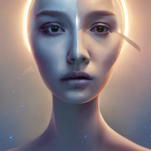 Prompt: 3 d, fashion model face, sci - fi, night, moon rays, cinematic, clouds, vogue cover style, blue mood, realistic painting, intricate oil painting, high detail illustration, figurative art, multiple exposure, poster art, 3 d, by tooth wu and wlop and beeple and greg rutkowski