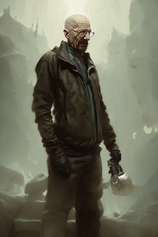 Prompt: character art by bastien lecouffe - deharme, walter white, absolute chad