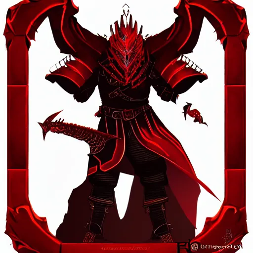 Image similar to icon of elegant red draconic - plate armor artstation, rpg, digital art, isometric, dark background, dark souls, the witcher 3, runescape, skyrim, final - fantasy, diablo - 3