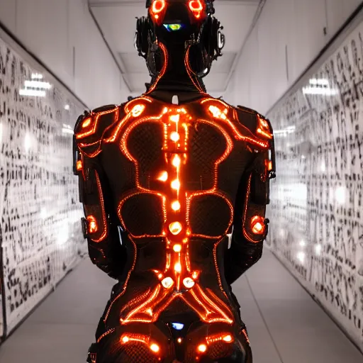 Image similar to love, diverse neural cybersuits, from behind, connection rituals, wide wide angle, vivid, elaborate, highly detailed, beautiful lighting