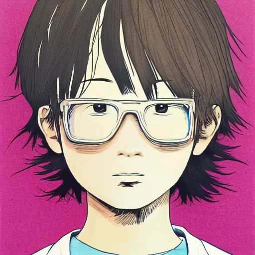 Image similar to a colorful portait of a boy from inio asano, detailed