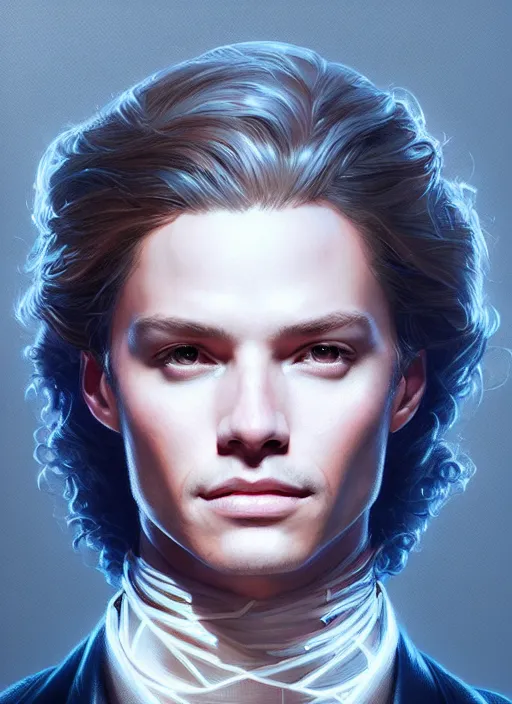 Image similar to portrait of william from westworld, intricate, elegant, glowing lights, highly detailed, digital painting, artstation, glamor pose, concept art, smooth, sharp focus, illustration, art by artgerm and greg rutkowski, artey freytag