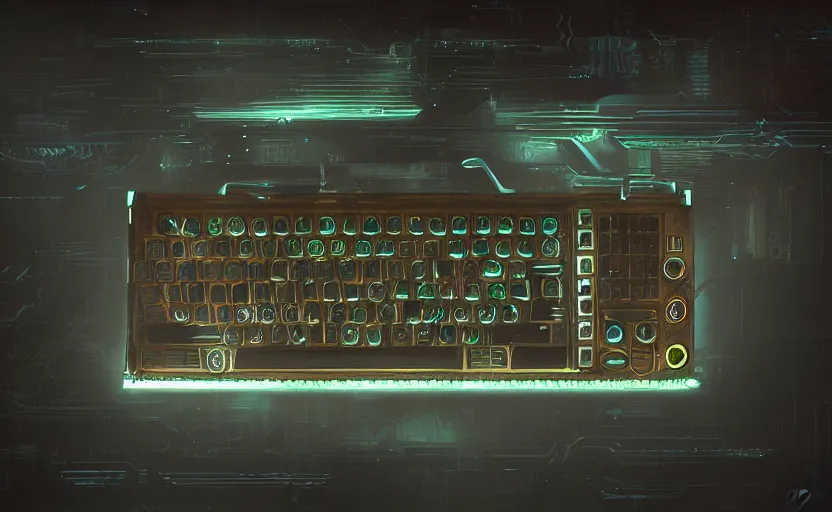 Image similar to small hand tool with leds and keyboards, extremely detailed cyberpunk ( steampunk ), day light, realistic shaded,