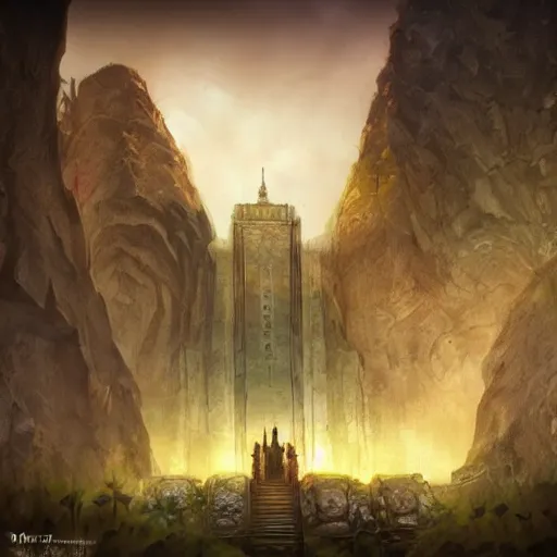 Prompt: fantasy epic temple inspired by Marc Simonetti