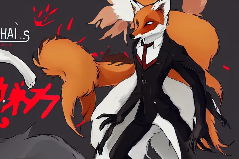 Image similar to a furry tan fox on a persona 5 : royal ( by atlus ) video game splash screen, a furry male sandcolored tan fox fursona ( has hair ), persona 5 phantom thief style