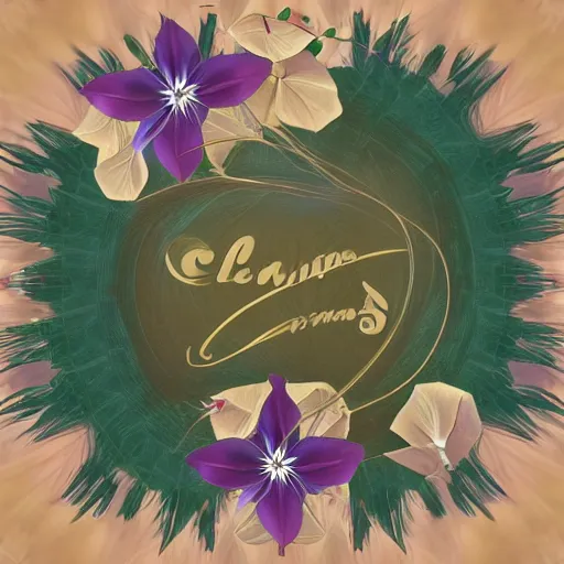 Image similar to clematis theme logo, clematis theme banner, clematis design, clematis in the deep sea, clematis like stars in the sky, trending on artstation, warm light, lovely and cute, fantasy art, 8 k resolution