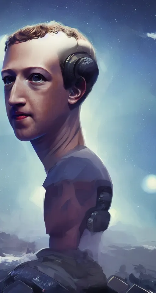 Image similar to Mark Zuckerberg has arrived on planet earth to collect your data, highly detailed, award-winning, digital art, artstation, 8K