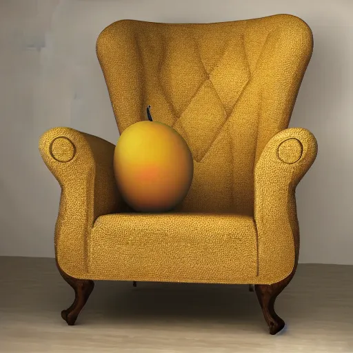 Prompt: a mango armchair highquality hyperrealistic commercial photograhy luxurious