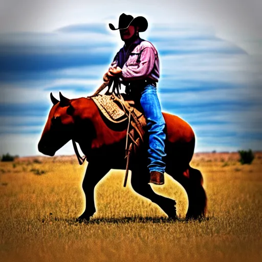 Image similar to a cowboy riding a tardigrade