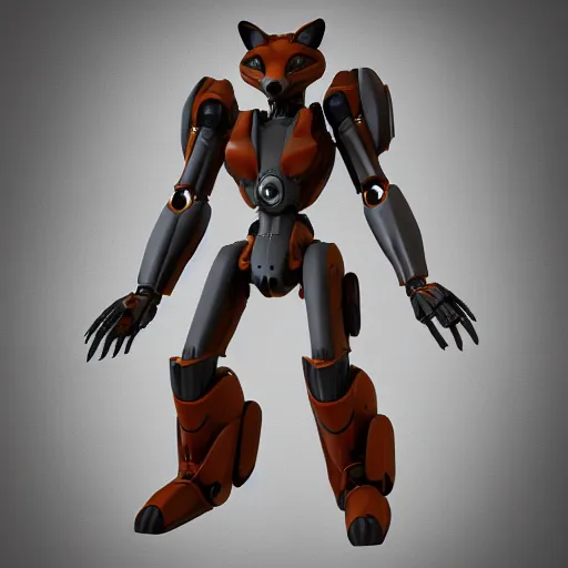 Prompt: mecha anthropomorphic fox realistic 4k render