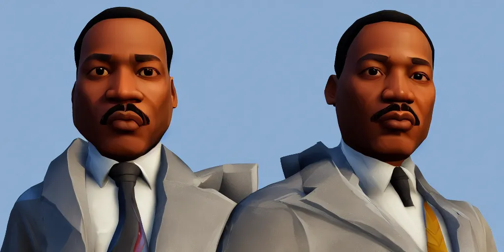 Prompt: martin luther king as a fortnite skin, 8 k resolution