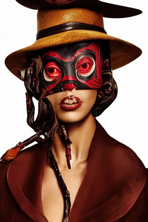 Prompt: dolce & gabbana campaign featuring jar jar binks as a female cowgirl, long eyeslashes, huge juicy lips, big seductive eyes, unprocessed colors, # nofilter, shot by annie leibovitz, realistic vfx simulation