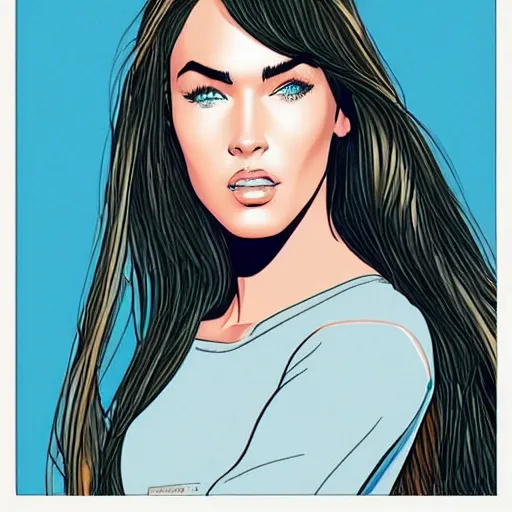 Image similar to “ megan fox retro minimalist portrait by jean giraud, moebius starwatcher comic, 8 k ”