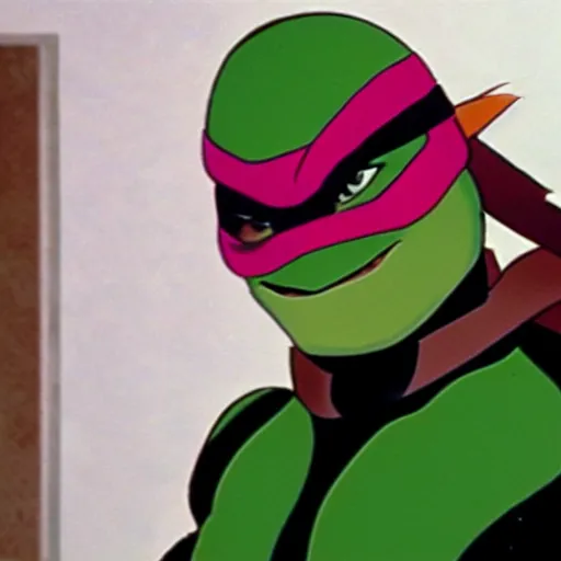 Prompt: film still of michelangelo ( tmnt ) failing his drivers test