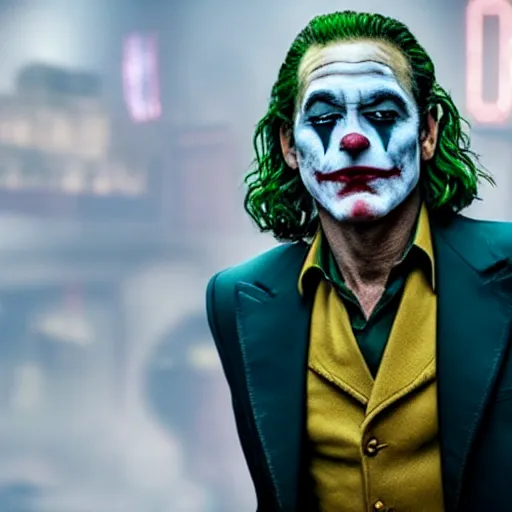 Prompt: film still of George Clooney as joker in the new Joker movie