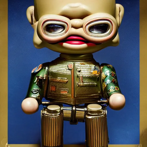 Image similar to portrait of tin toy army general with maniacal smile, 5 star general by mark ryden, breathtaking, 8 k resolution, extremely detailed, beautiful