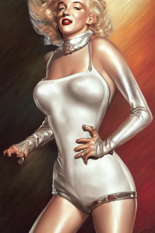 Prompt: Marilyn Monroe in white leather digital painting concept art highly detailed digital illustration by artgerm and donato giancola and Joseph Christian Leyendecker, Ross Tran, WLOP