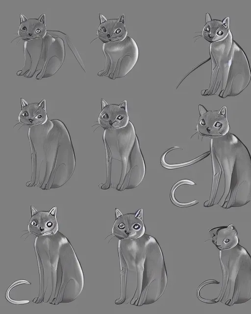 Image similar to fancy cat, a character model reference sheet