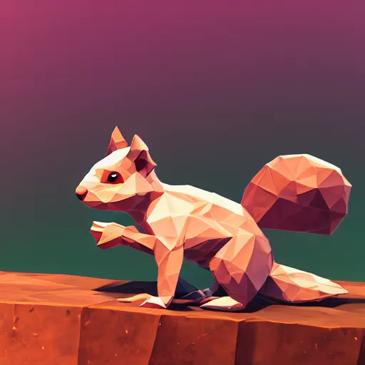 Prompt: low - poly squirrel, 3 d render, blender, unity, octave, 4 k, isometric view, white background, beautiful render, pastel colours, breath of the wild art style